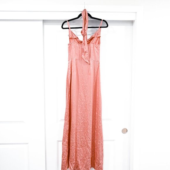 LPA Small 100% Silk Pink Animal Print Cowl Neck Maxi Dress Slip Maxi Dress - Picture 5 of 8